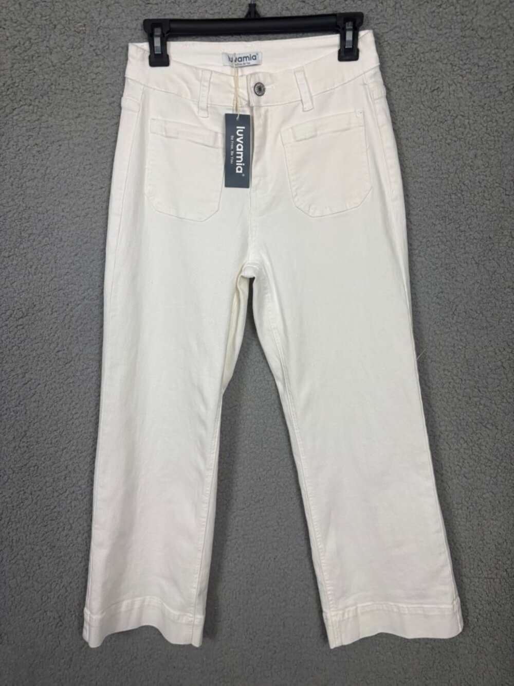 Luvamia Women's High Waist White Cropped Flared Jeans Size Small New With Tag's.